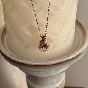 Rose Gold Pendant Necklace - Moissonite with Black Diamonds